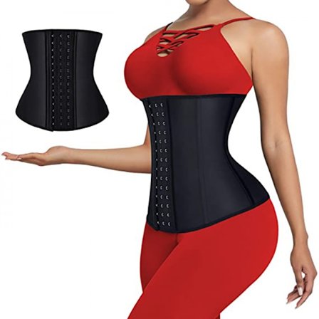Taljetræner til kvinder Underbust Latex Sport Girdle Korsetter Timeglas Body Shaper(Sort)