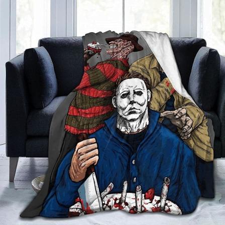 Freddy Krueger Jason Halloween Fleecefilt Ultramjuka mikrofiltar för bäddsoffa eller travl Mjuk och varm slängfilt för vuxna-n103 60x50in 150x125cm