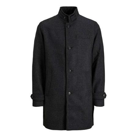 Jack & Jones, Blamelton wool coat sn dark grey melange/st Zwart, Heren, Maat:M,polyester