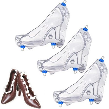 3D højhælede sko chokoladeform med 3 clips DIY chokoladeform til bagning af chokolade