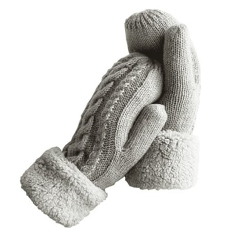 Plus sammet tjocka dubbellager lammull ull varma handskar lammullshandskar 1 par ljusgrå