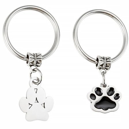 2 st Nyckelringar i rostfritt stål Hundtass Berlock Katt Sympatigåvor Hundfotspår Berlock Hundminnespresenter Husdjursminnesnyckelring IC