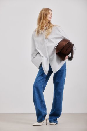 NA-KD Cuff Detail Oversized Cotton Shirt - Skjorter - Ternet - EU 42