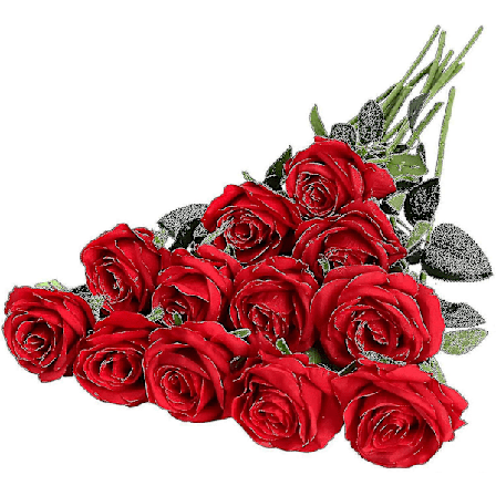 Fong 12-pakning Kunstige Røde Roser Blomster Silke Realistiske Blomstrende Roser Bryllup Brudebukett Lang Stilk For Hjem Champagne