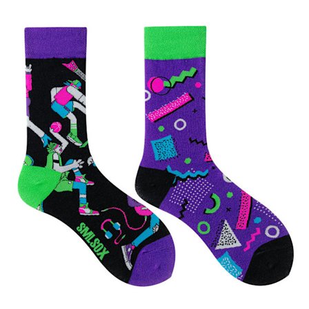 5 par Många stilar av AB-strumpor asymmetriska kreativa trendiga strumpor roliga par mandarinanka färgade mellanhöga strumpor