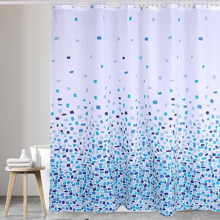 Mosaik Blå Duschdraperi Anti-Mögel, Mögelresistent | Storlek 180x180 cm (71 x 71 Tum) | 100% Polyester (Mosaik Blå)