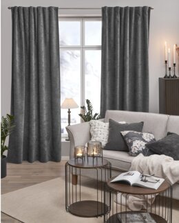 Monitoiminauhaverho yksivärinen Chenille 2/pak Harmaa