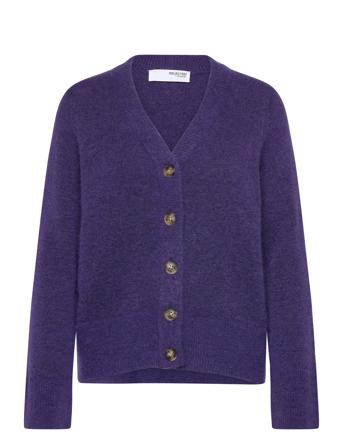 Slfmaline New Ls Knit Short Cardi Noos Purple Selected Femme