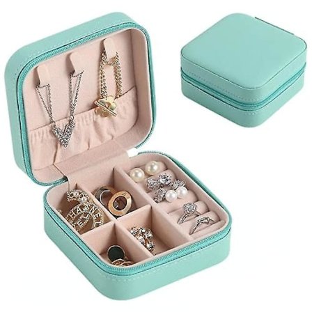 Bærbar Smykke Rejseæske, PU Læder Lille Rejse Smykke Organizer, Bærbar Smykke Etui Til Ring, Vedhæng, Ørering, Halskæde, Armbånd Organisering