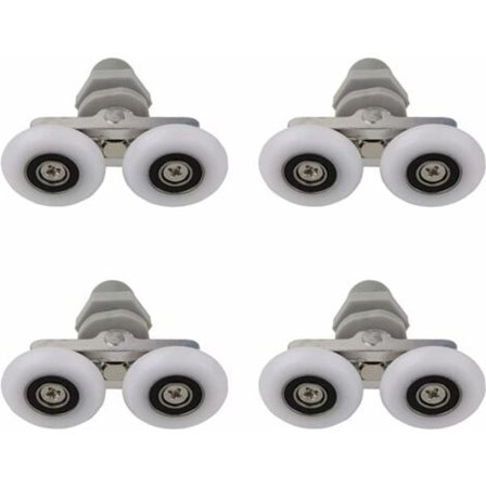 Dubbla hjul för duschdörrar, hjul för duschdörrar, glidande hjul för dörrar, badrum, dusch, ersättningshjul, badrum, reservdelar, 19 mm, 4 st