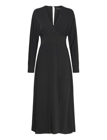 Cross-Neckline Slit Dress Black Mango