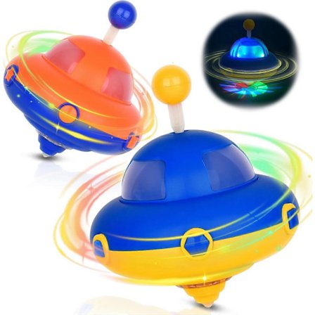 2-pakning lysende snurrebass for barn - Blinkende UFO roterende pedagogiske leker, sensoriske leker for småbarn 3-4 år. Bursdagsfestgaver for barn fra