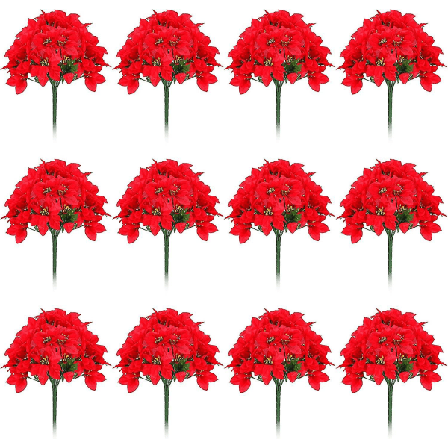 7 Huvuden Jul Konstgjorda Julstjärna Blommor Faux Julstjärna Buske Buketter Silke Julstjärna Julgran Prydnader Julstjärna