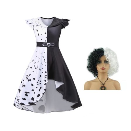 Barn Cruella Cosplay Kostym Fancy Dress Convention Party Outfit