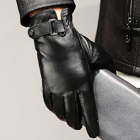 Vinter Ægte Fåreskind Læder Handsker Herre Plus Fløjl Kørsel Varme Touch Screen Luffer [DB]