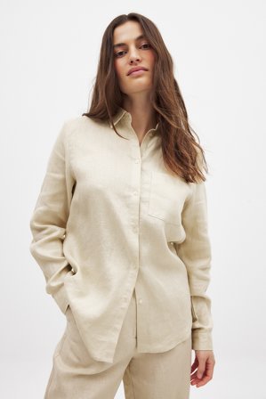 NA-KD Chemise en lin - Vêtements en lin - Beige - EU 32