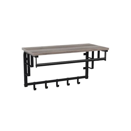 Rootz klädhängare - Väggklädhängare med hylla - 5 avtagbara krokar - Väggmonterad - Entréförvaringsorganisator - Hylla med krokar för rockar - Spånski