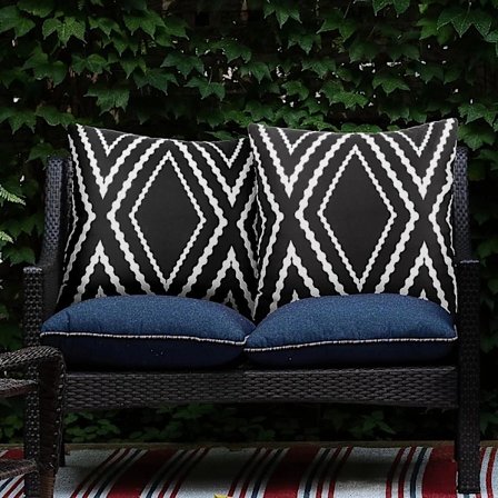 Waterproof Boho Outdoor Pillow Covers 18x18 Inch Geometric Lumbar Throw Pillow Cases for Patio Garden Set of 2