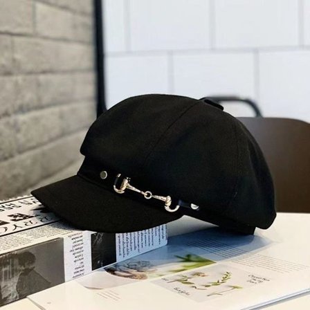 Vintage Basker Hat Newsboy Hat SVART