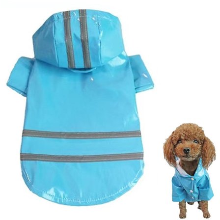 Heijastava raidallinen koiran sadetakki - Koko M - Koiran takki - Vedenpitävä koiran sadetakki - Ulkoilukoiran takki