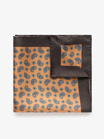 John Henric Men's Terracotta Paisley Pocket Square Size Onesize