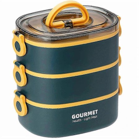 RY-Lækagesikker 2L Bento Madkasse 3-Lags, Stabelbar, Mikrobølgesikker, Perfekt til Måltider på Farten & Skolekontoret Blå