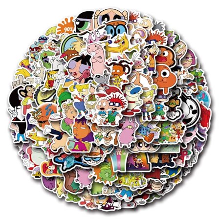 90-talls tegneserie, 55 stk. kule tegneserieklistremerker for barn, vannflaske, vanntett vinyldekal for tenårings laptop, telefon, sykkel, skateboard,