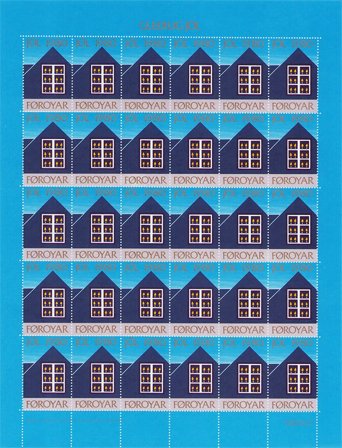 Færøerne - Julemærkeark 1980 - Utakket på øvre marginal, venstre og højre marginal - Ubrugt eller foldet