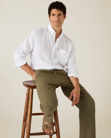 Lexington Casual linen blend pants, dark green