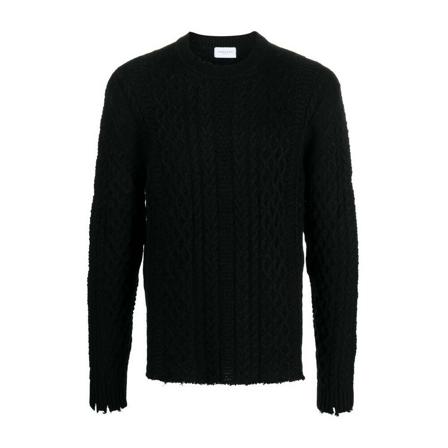 Family First Round-neck Stickat svart, Herr Stickade tröjor, Herr, Storlek: S