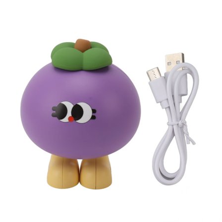 USB C Frugt Silikone Natlampe 500mAh 3 Lysstyrkeniveauer Trykafbryder Mangostan Soveværelseslampe