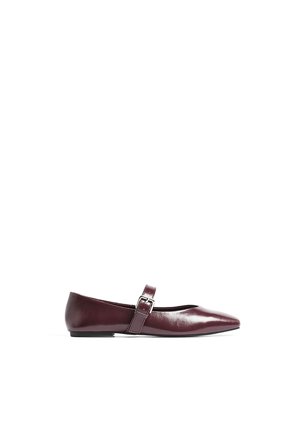 NA-KD Ballerines à lanière - Chaussures Plates - Burgundy - EU 36