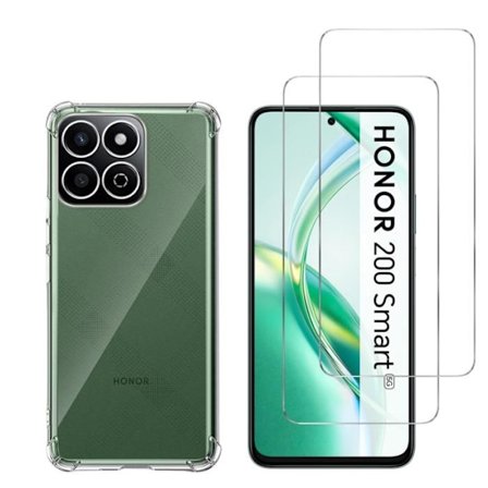 Stødabsorberende cover - Phonillico - Honor 200 Smart 5G - Fleksibel - Gennemsigtig - 2 hærdede glas