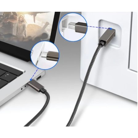 USB-B til USB-C skriverkabel Svart 2 m