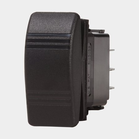 Interruttore a molla Blue Sea Systems Contura III Switch DPDT, 2 poli, (On)-Off-(On), 20 A (12 V) / 15 A (24 V), nero