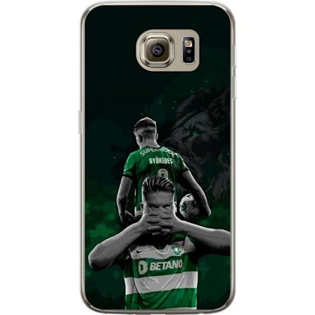 Yhteensopiva Puhelinkuori Samsung Galaxy S6 Neonmotiivi, jossa teksti "Gaming is in my DNA" sinisenä ja punaisena tiiliseinällä, jossa loistava DNA-sp