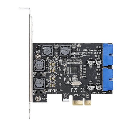 PCI-E USB3.0 Express-kort 4 porte ekstern dobbelt 19/20-ben frontstik udvidelseskort[D]