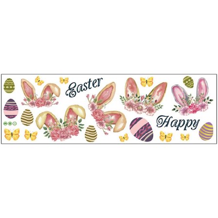 Påskväggdekal Kaninöron Väggdekal Fjäril Väggdekal Fönster Sovrumsklistermärke Heminredning (90X30CM, som visas på bilden)