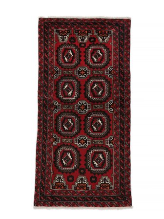 Tapis Baloutche 100X201 Noir/Rouge Foncé (Laine, Perse)