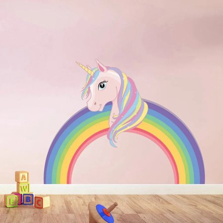 62x49cm Unicorn Regnbåge Väggdekal för Barnrum, Babyrum, Sovrumsdekoration