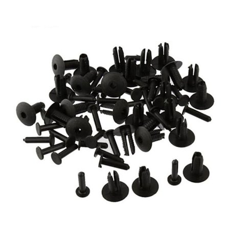 100 st Bälgklämmor för bilhjul Dörrtröskel Nitar Båge Klämmor Fäste Reparation 51118174185 Stötfångare Trim