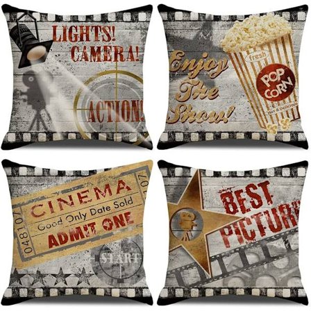 Sett med 4 putetrekk 45x45cm, filmtema dekorative sofaputer