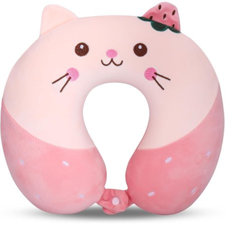 Nakkepute for reise, Memory Foam Reisepute for barn, Avtakbar reisenakkepute med glidelås, Søt tegneserieput