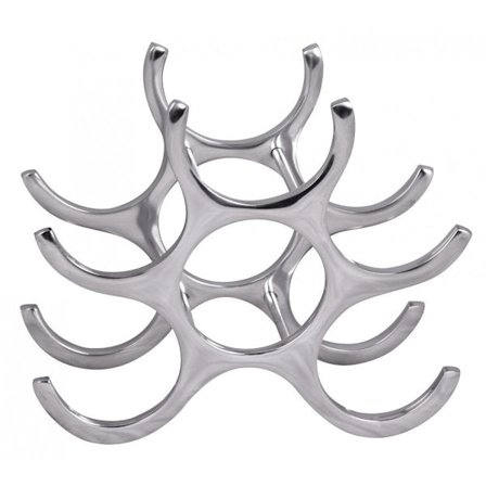 Rootz design alumiiniviinihylly 6 pulloa hopeaa 29x24x14 cm - Pulloteline viinitarvikkeet litteä moderni - Metallinen koristeellinen viinipulloteline