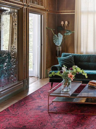 Lavable Tappeto Per Interni/Esterni Medallion Amour Rosso Scuro Largo Oeko-Tex