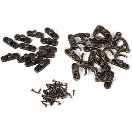 *12X Antik Venstre/Højre Hægtekrog Hasp Hornlås med Skruelås*