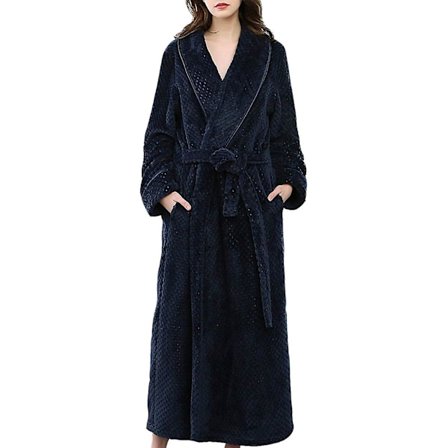 Dam fluffig morgonrock Mysig Lätt Posh Hellängd Morgonrock Vinter Varm Ren Färg Badrock Wrap Housecoat Nattkläder
