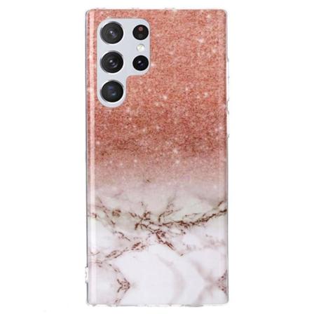 Marmormotiv Samsung Galaxy S22 Ultra skal - Roséguld / Vit multifärg