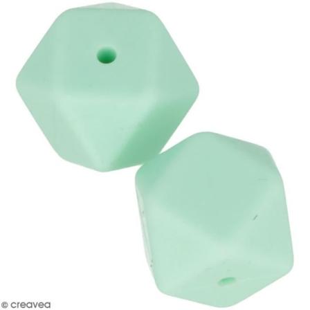 Sæt med sekskantede silikoneperler - 17 mm - Aqua Green - 2 stk