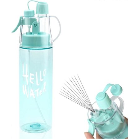 Vesisuihkepullo Sumutepullo Urheilujuomapullo ulkokäyttöön 580 ml Juomapullo Flip-pillillä, kosteuttamiseen ja viilentämiseen, kiiltävä sininen